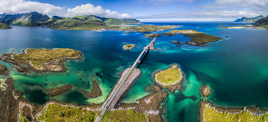 Image showing Lofoten panorama bridges