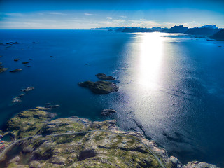 Image showing Sun on Lofoten