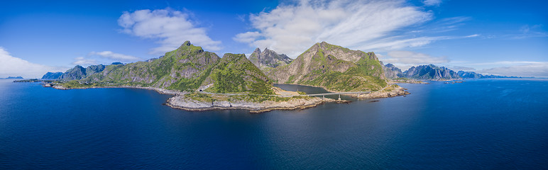 Image showing Scenic panorama of Lofoten islands