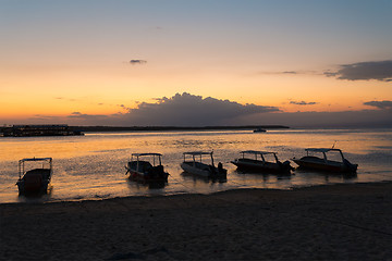 Image showing Nusa penida, Bali beach with dramatic sky and sunset