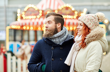 Image showing happy couple walking in old town