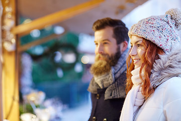 Image showing happy couple walking outdoors