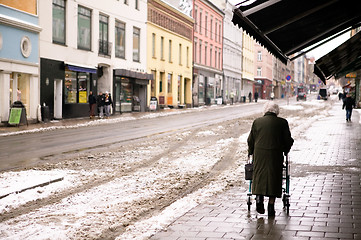 Image showing Old Woman with Walker