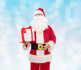 Image showing man in costume of santa claus with gift box