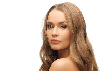 Image showing beautiful woman face with long blond hair