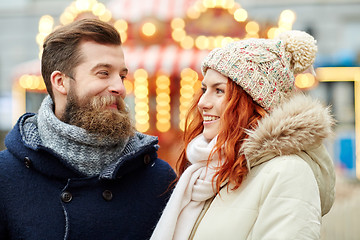 Image showing happy couple walking in old town