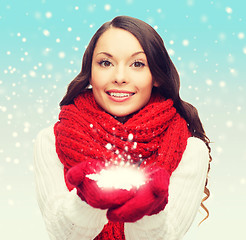 Image showing woman with big snowflake