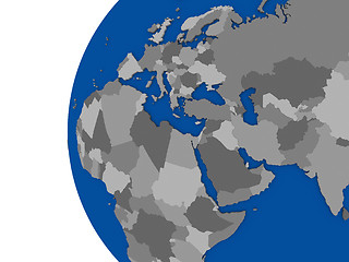 Image showing EMEA region continent on political globe