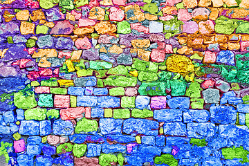 Image showing Colourful stone wall