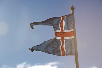 Image showing Icelandic national flag in the wind