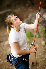 Image showing Female Belayer