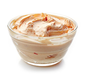 Image showing cream cheese with paprika and tomato, dip sauce