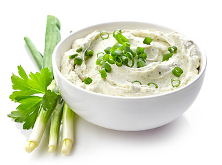 Image showing cream cheese with green onions and herbs