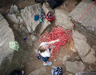 Image showing Female Belayer