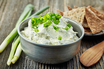 Image showing cream cheese with green onions and herbs