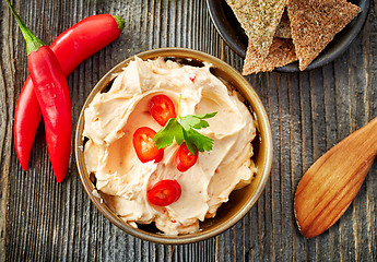 Image showing cream cheese with chili and tomato, dip sauce