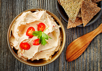 Image showing cream cheese with chili and tomato, dip sauce