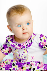 Image showing blue-eyed baby girl. Portrait. Close-up