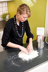 Image showing Woman Making Bread at Home