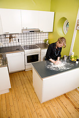 Image showing Woman Making Bread at Home