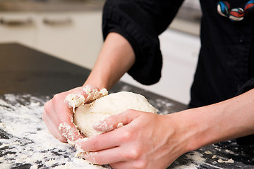 Image showing Kneading Dough with Hands