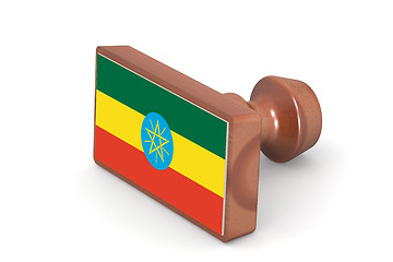 Image showing Wooden stamp with Ethiopia flag