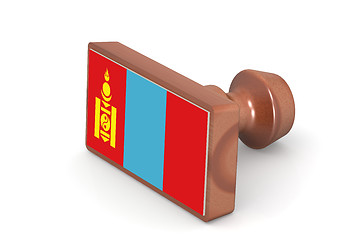 Image showing Wooden stamp with Mongolia flag