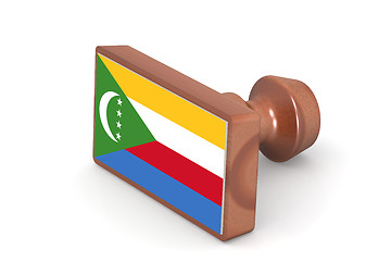 Image showing Wooden stamp with Comoros flag