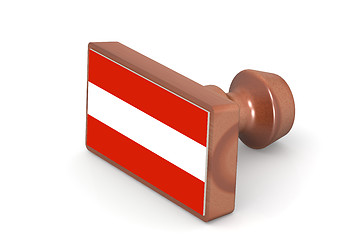 Image showing Blank wooden stamp with Austria flag