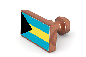 Image showing Blank wooden stamp with Bahamas flag