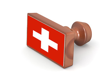 Image showing Wooden stamp with Switzerland flag