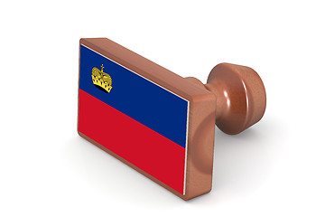 Image showing Wooden stamp with Liechtenstein flag