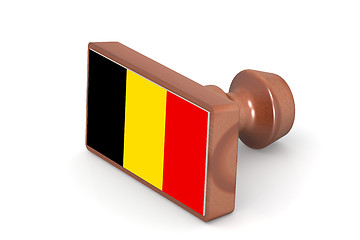 Image showing Blank wooden stamp with Belgium flag
