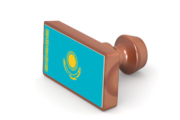 Image showing Wooden stamp with Kazakhstan flag