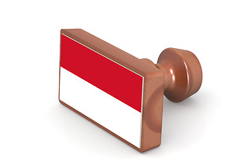 Image showing Wooden stamp with Indonesia flag