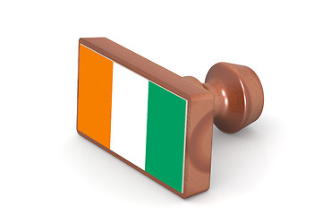 Image showing Wooden stamp with Ivory Coast flag
