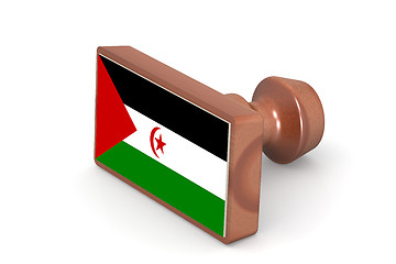 Image showing Wooden stamp with Western Sahara flag