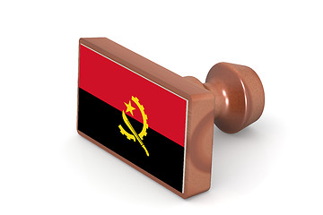 Image showing Blank wooden stamp with Angola flag