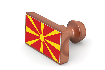 Image showing Wooden stamp with Macedonia flag