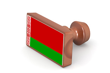 Image showing Blank wooden stamp with Belarus flag