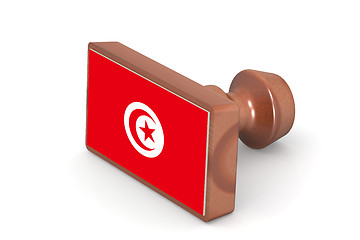 Image showing Wooden stamp with Tunisia flag
