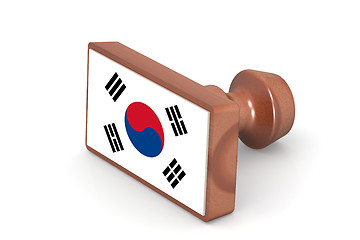 Image showing Wooden stamp with South Korea flag