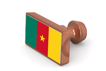 Image showing Wooden stamp with Cameroon flag