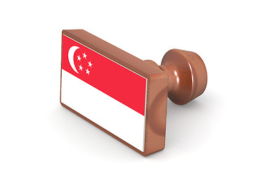 Image showing Wooden stamp with Singapore flag