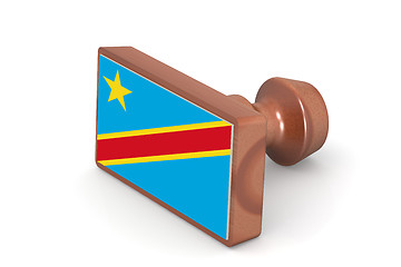 Image showing Wooden stamp with Democratic Republic of the Congo flag