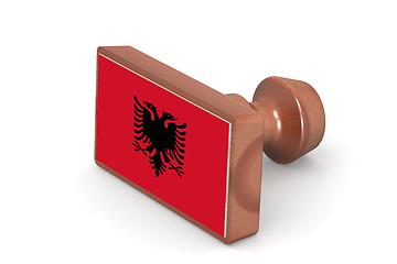 Image showing Blank wooden stamp with Albania flag