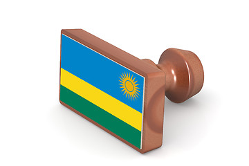 Image showing Wooden stamp with Rwanda flag
