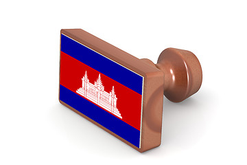 Image showing Wooden stamp with Cambodia flag