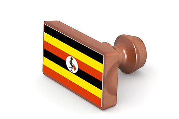 Image showing Wooden stamp with Uganda flag