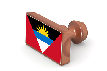 Image showing Blank wooden stamp with Antigua and Barbuda flag